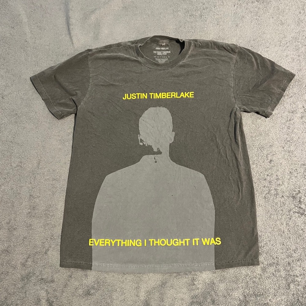 Justin Timberlake Forget Tomorrow World Tour 2024 T-Shirt Large Grey Concert Tee
